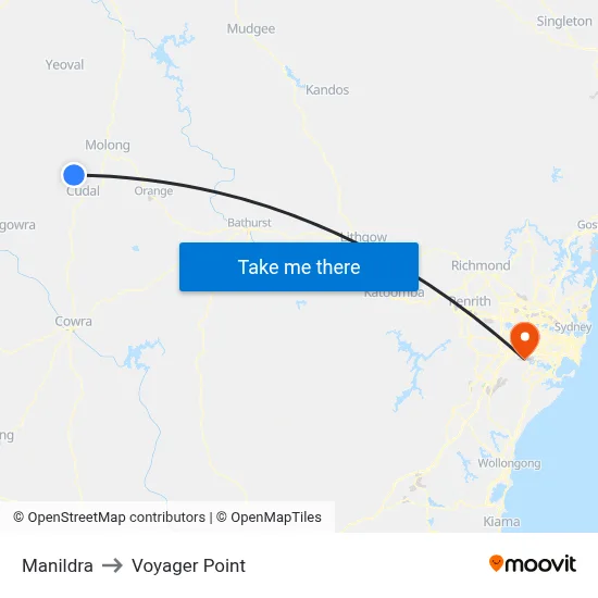 Manildra to Voyager Point map