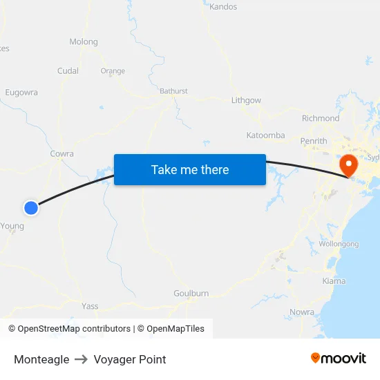 Monteagle to Voyager Point map