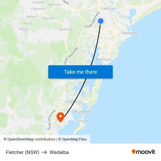 Fletcher (NSW) to Wadalba map