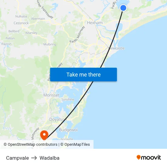 Campvale to Wadalba map