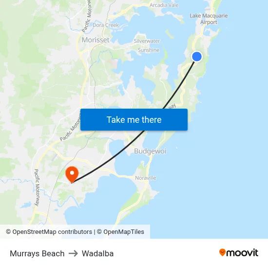 Murrays Beach to Wadalba map