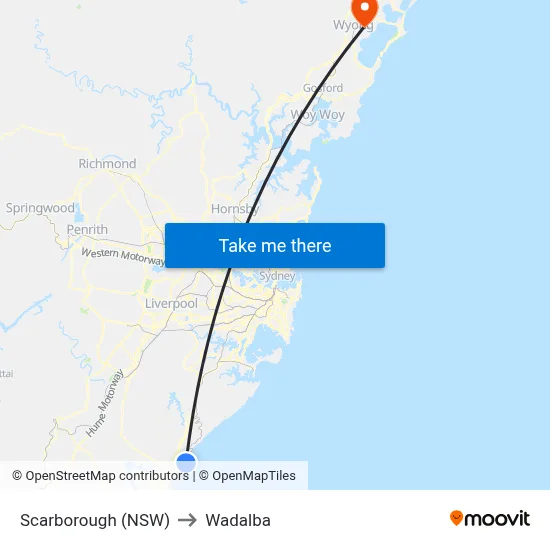 Scarborough (NSW) to Wadalba map