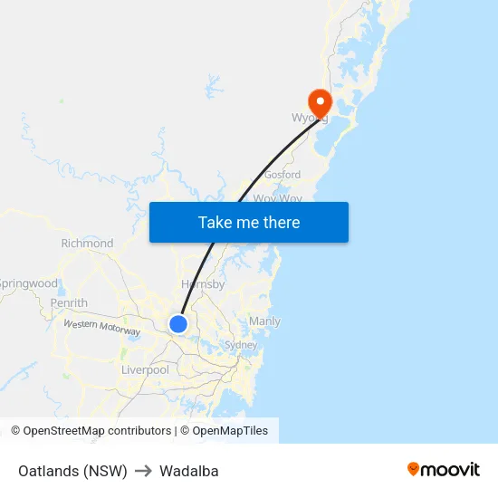 Oatlands (NSW) to Wadalba map