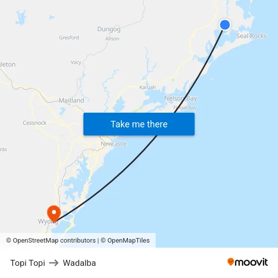 Topi Topi to Wadalba map