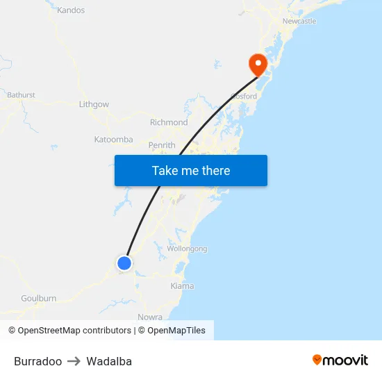 Burradoo to Wadalba map