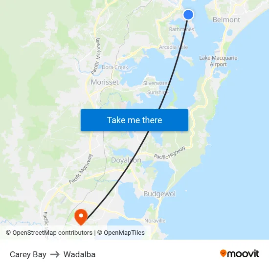 Carey Bay to Wadalba map