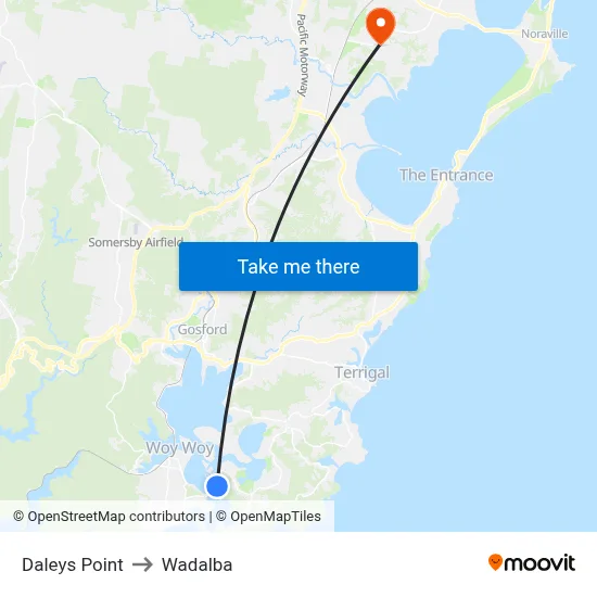 Daleys Point to Wadalba map