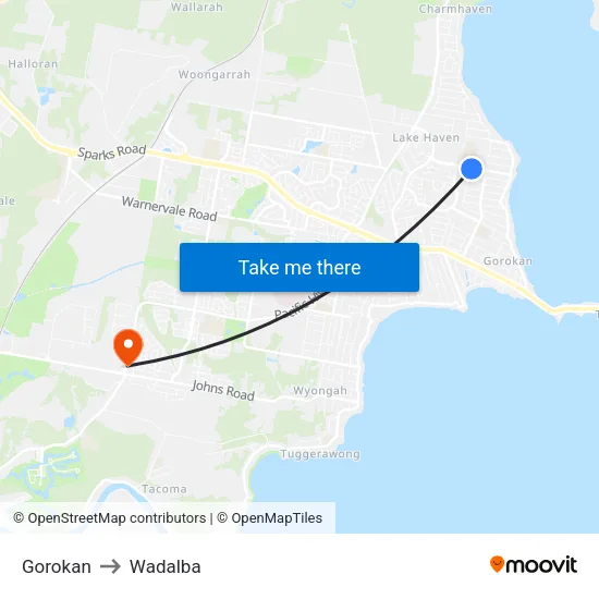 Gorokan to Wadalba map
