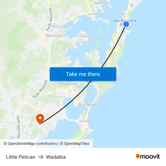 Little Pelican to Wadalba map