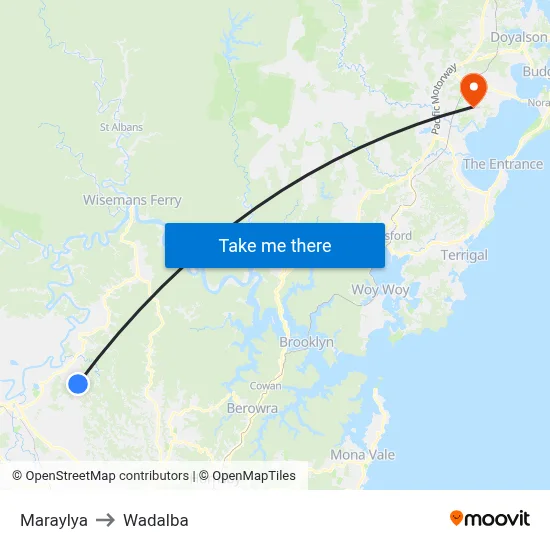 Maraylya to Wadalba map