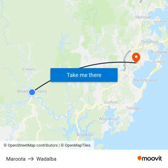 Maroota to Wadalba map
