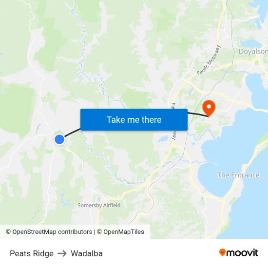 Peats Ridge to Wadalba map