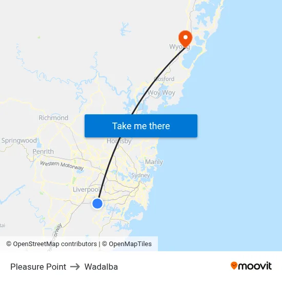 Pleasure Point to Wadalba map