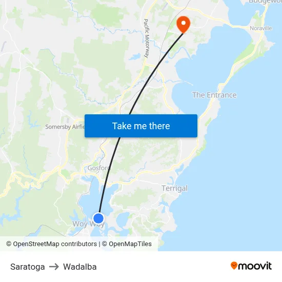 Saratoga to Wadalba map