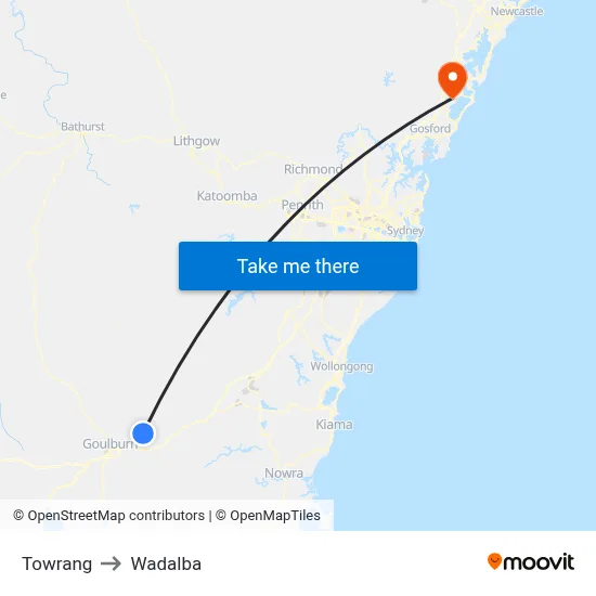 Towrang to Wadalba map