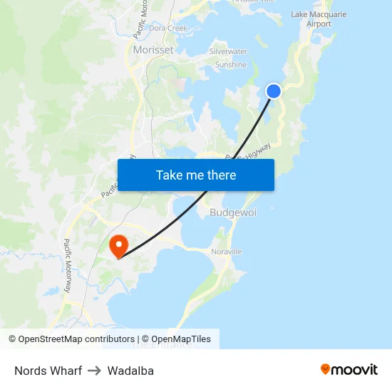 Nords Wharf to Wadalba map