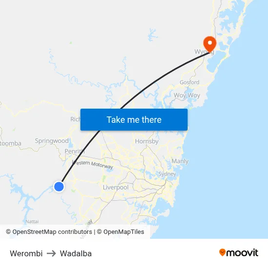 Werombi to Wadalba map
