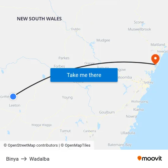 Binya to Wadalba map