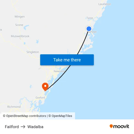 Failford to Wadalba map