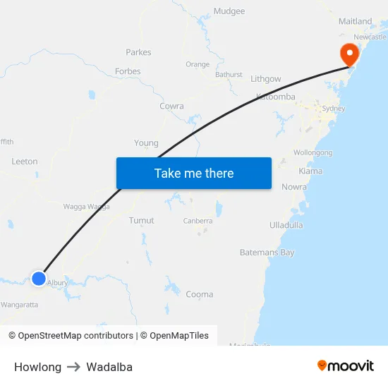 Howlong to Wadalba map