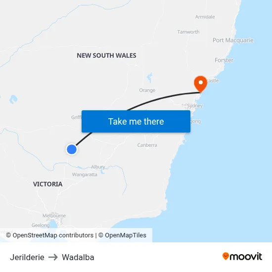 Jerilderie to Wadalba map