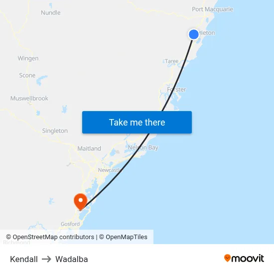 Kendall to Wadalba map