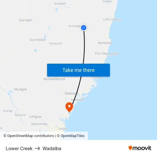 Lower Creek to Wadalba map