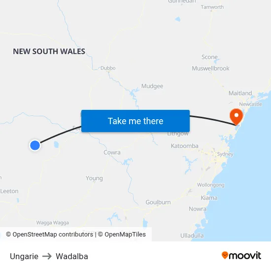 Ungarie to Wadalba map