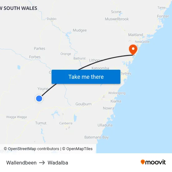 Wallendbeen to Wadalba map