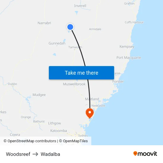 Woodsreef to Wadalba map