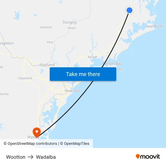 Wootton to Wadalba map