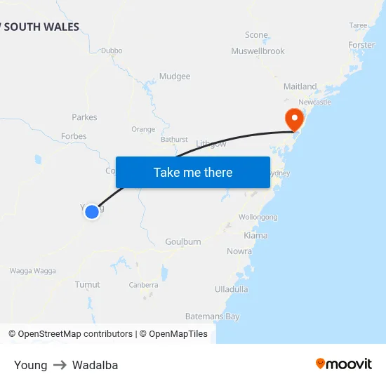 Young to Wadalba map