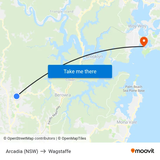 Arcadia (NSW) to Wagstaffe map