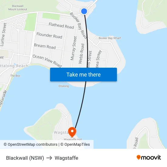 Blackwall (NSW) to Wagstaffe map