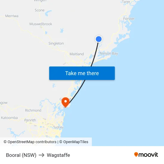 Booral (NSW) to Wagstaffe map