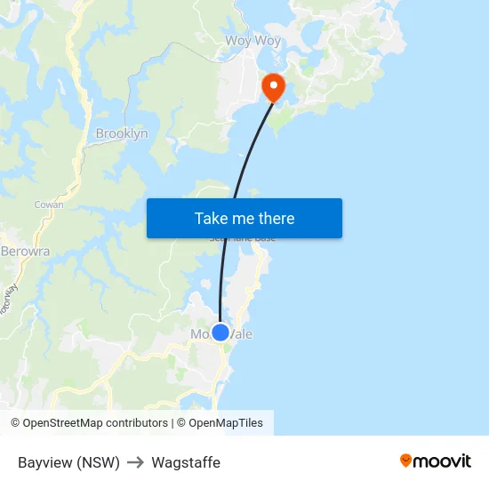 Bayview (NSW) to Wagstaffe map