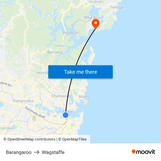Barangaroo to Wagstaffe map
