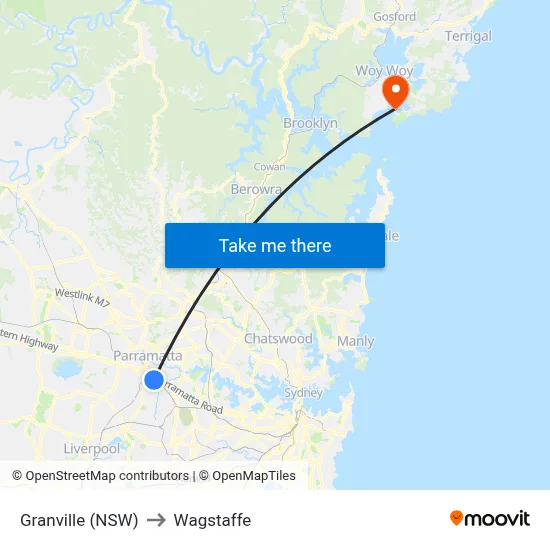 Granville (NSW) to Wagstaffe map