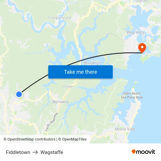 Fiddletown to Wagstaffe map