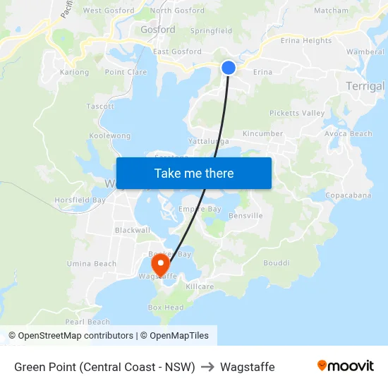 Green Point (Central Coast - NSW) to Wagstaffe map