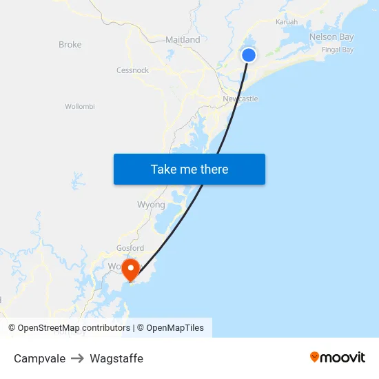 Campvale to Wagstaffe map