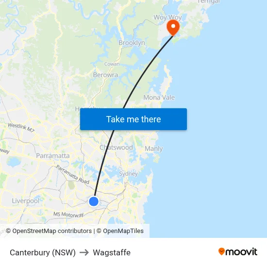 Canterbury (NSW) to Wagstaffe map