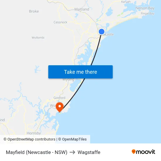 Mayfield (Newcastle - NSW) to Wagstaffe map