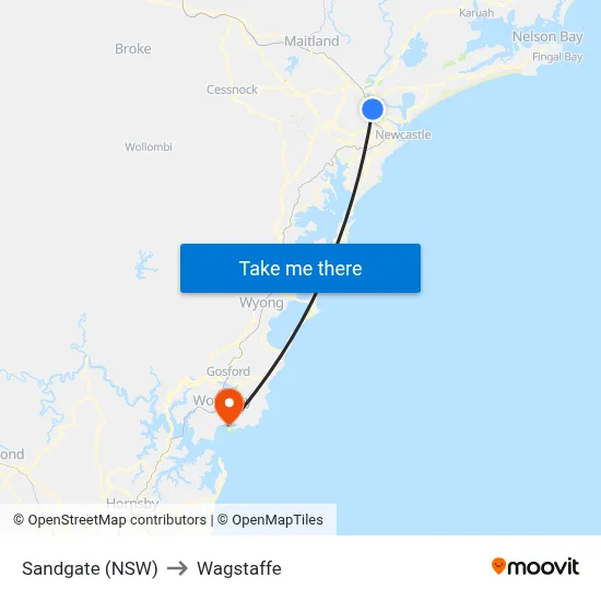 Sandgate (NSW) to Wagstaffe map
