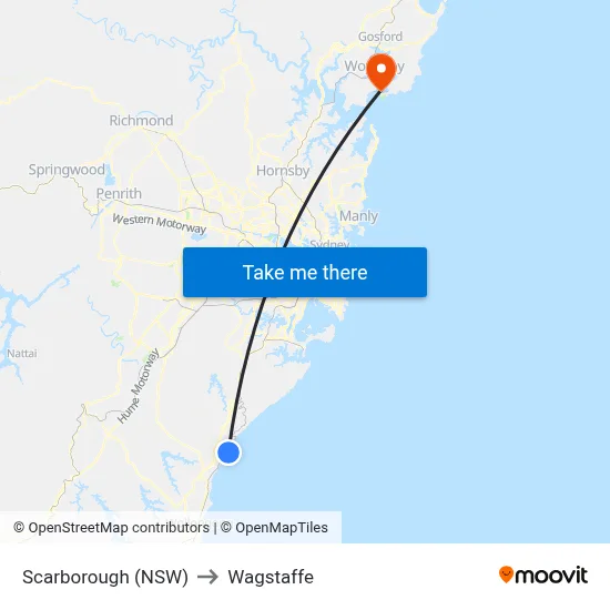 Scarborough (NSW) to Wagstaffe map