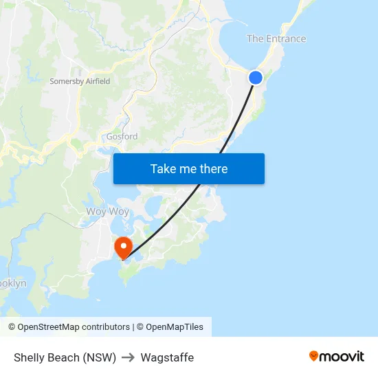 Shelly Beach (NSW) to Wagstaffe map