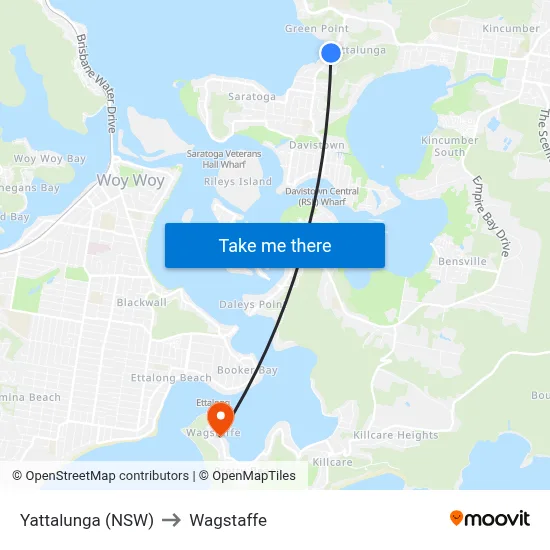 Yattalunga (NSW) to Wagstaffe map