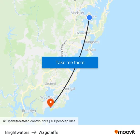 Brightwaters to Wagstaffe map