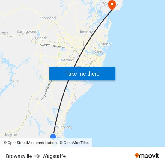 Brownsville to Wagstaffe map