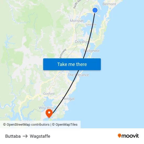 Buttaba to Wagstaffe map